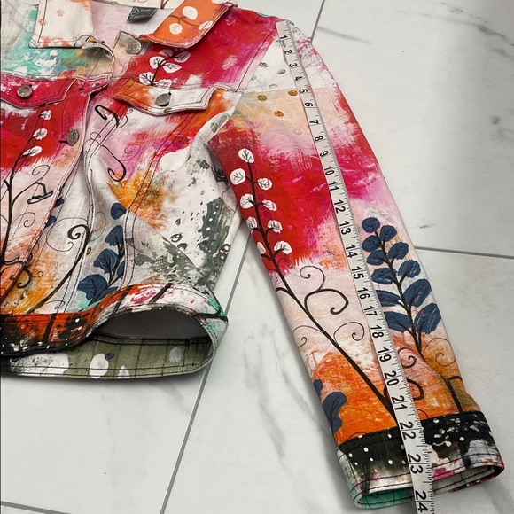 Floral Multicolor Women's Jacket by Dolceeza Silver Buttons Sz S(4) - Picture 11 of 11